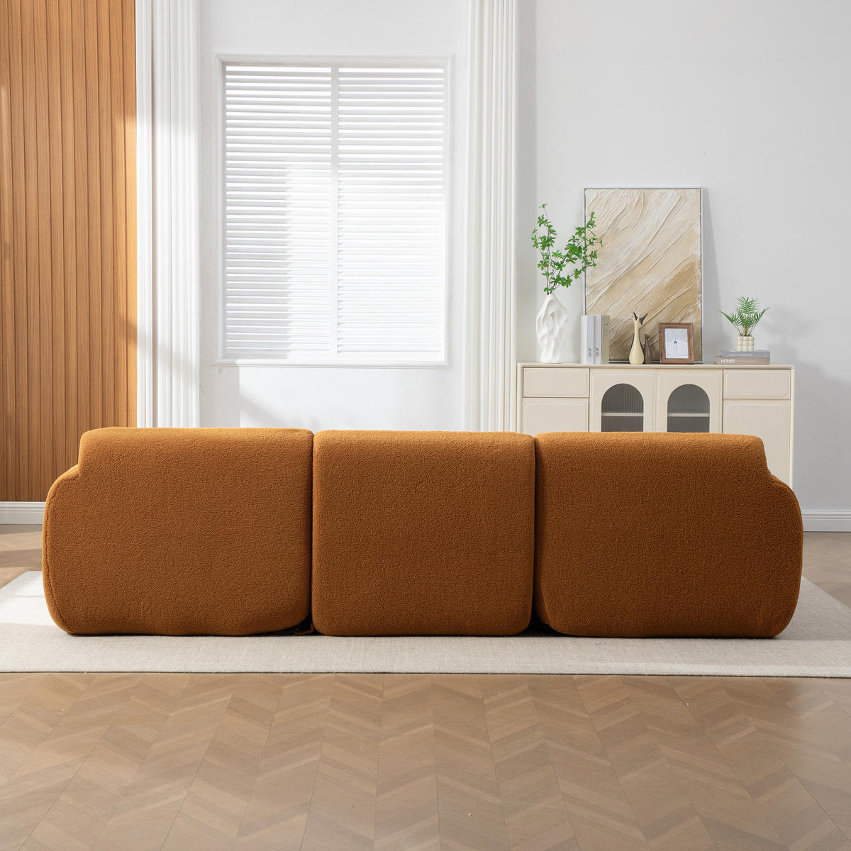 ECKSOFA 271/177/71 cm Karamell Chenille mit Fußhocker - Cognac, Textil (271/177cm) - Oxeza