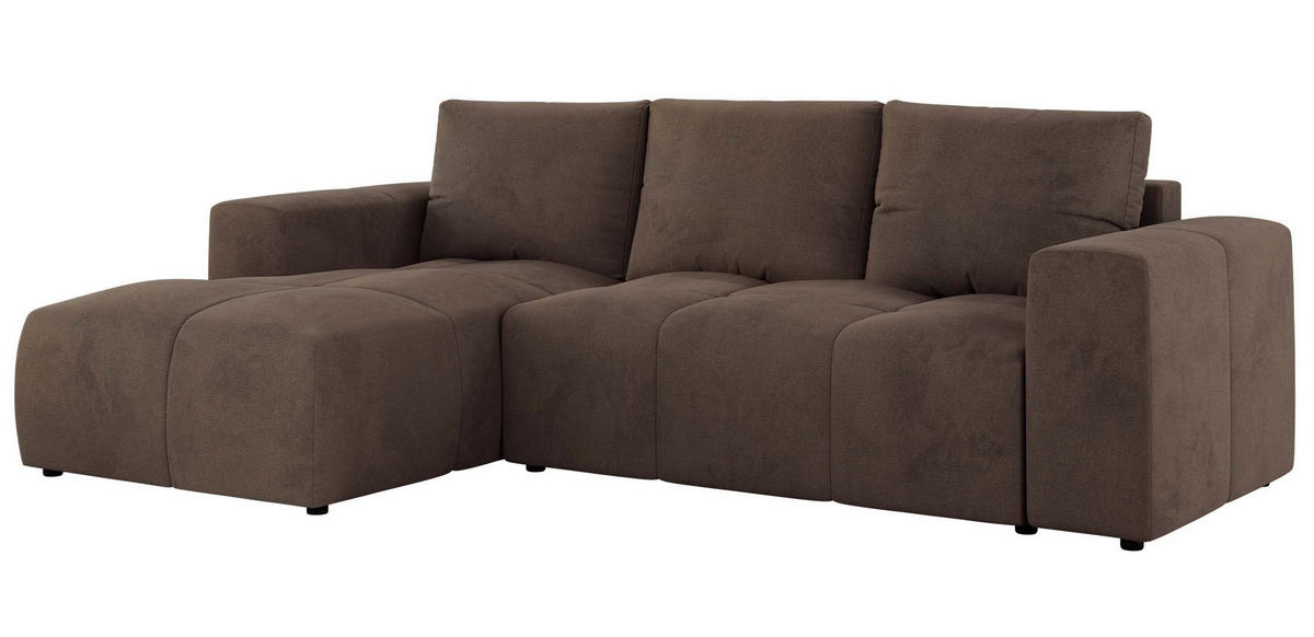 ECKSOFA MONIVA Braun Velvet - Links - Schwarz/Braun, Textil (164/266cm) - MKS