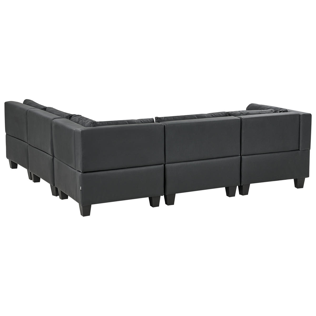 COLȚAR modul cu 5 locuri pe partea stângă negru piele ecologică Unstad - negru, material plastic (228/228cm) - Beliani