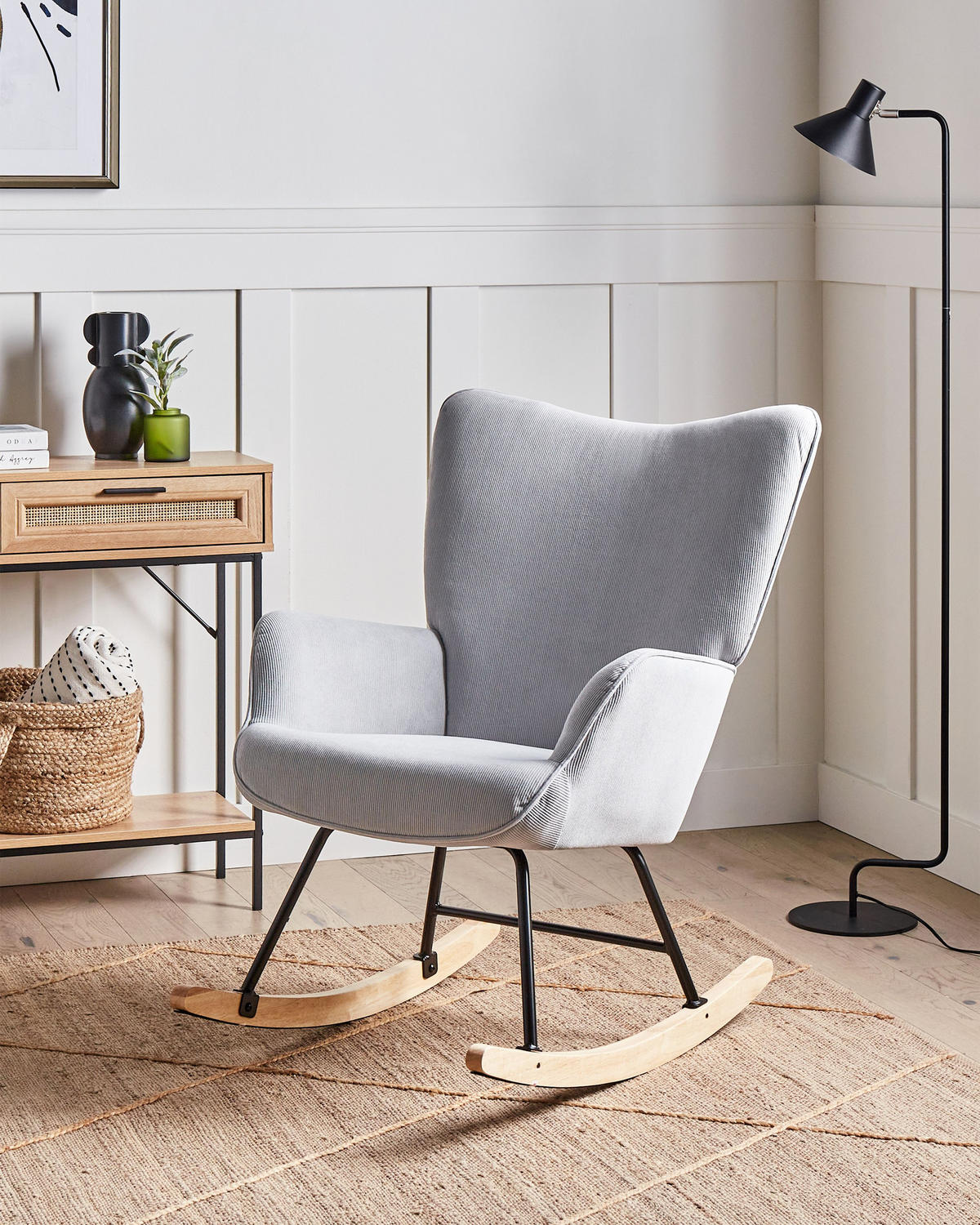 SCHAUKELSESSEL Hellblau Arset - Blau/Schwarz, Textil (71/104/83cm) - Beliani