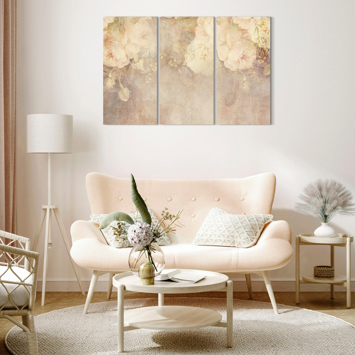 LEINWANDBILD Magnolie 3-tlg. 90x60 cm - Multicolor, Holz (90/60cm) - LUMASOUL