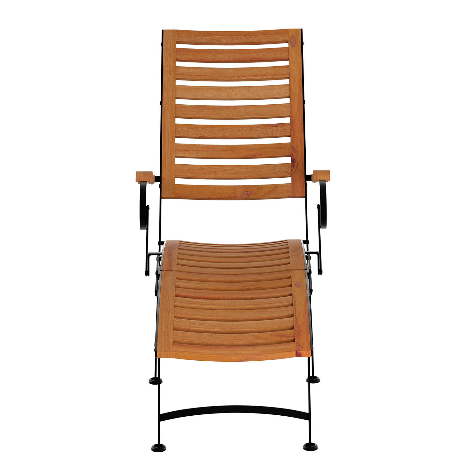 GARTENLIEGE - Akazie massiv / Stahl - Akazie / Schwarz - Schwarz/Akaziefarben, Holz/Metall (65/90/136cm) - home24