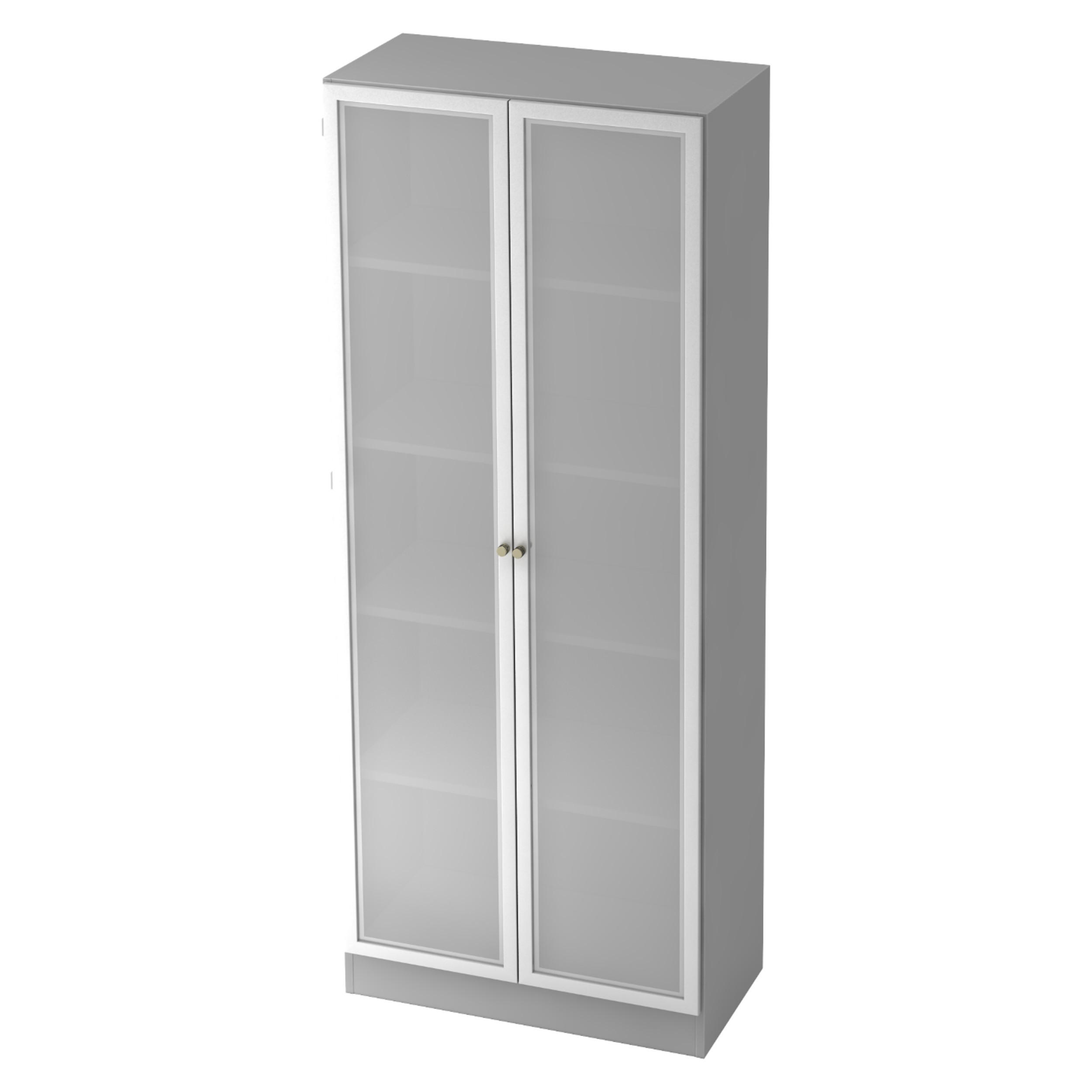 AKTENSCHRANK - 5 Ordnerhöhen 42/80/200,4 cm in Grau/Milchglaß - Grau, Holzwerkstoff (80/200.4/42cm) - bümö