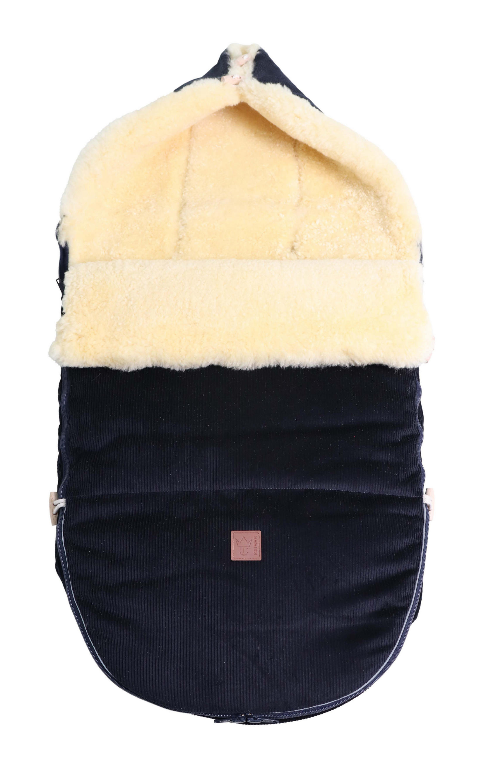 LAMMFELL-FUSSSACK Filius Cord, dark blue sea - Dunkelblau, Fell (46/6/100cm) - Kaiserbaby