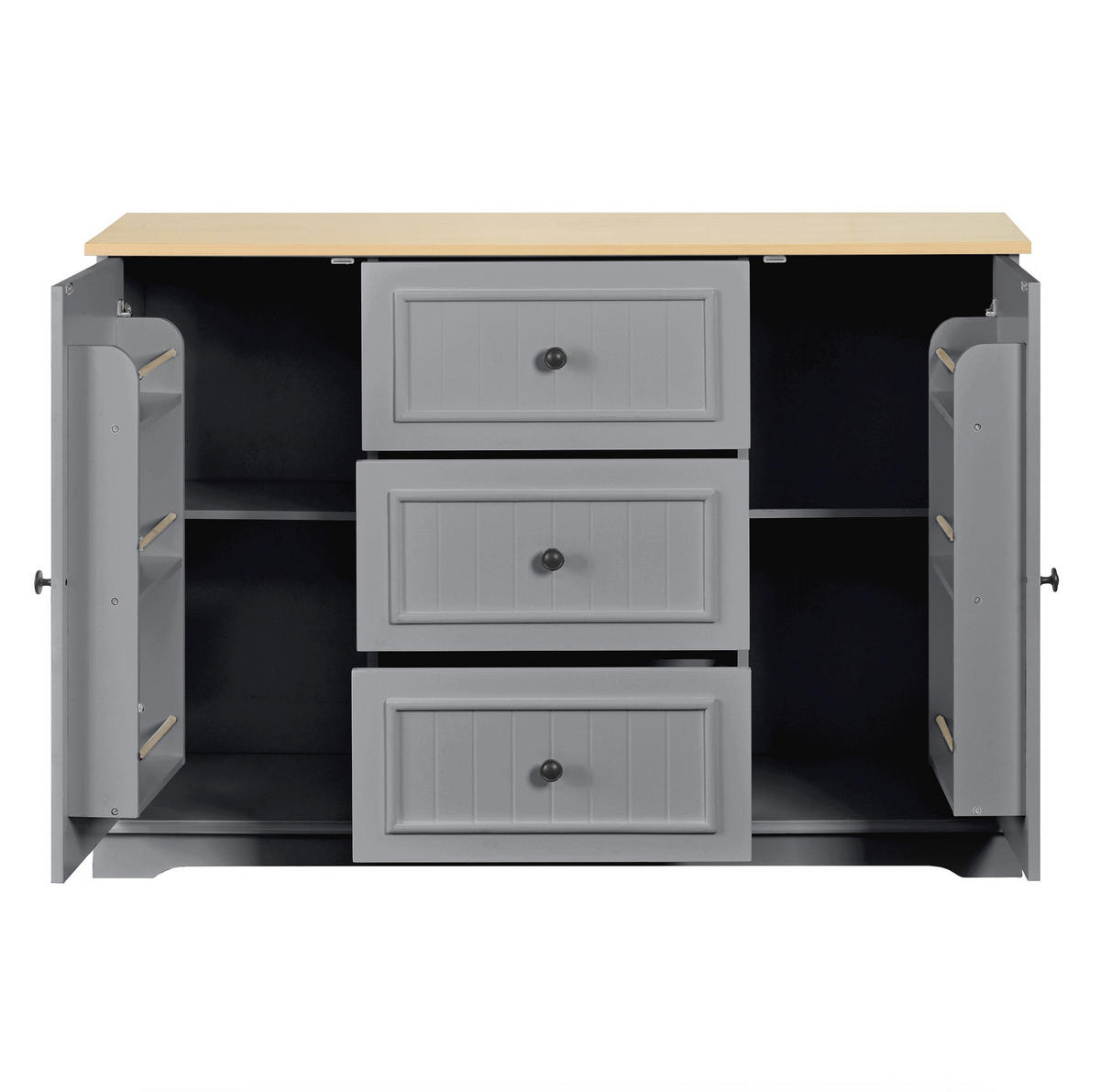 SIDEBOARD mit 3 Schubladen 126 x 40 x 86 cm MDF Grau - Grau, Holzwerkstoff (126/86/40cm) - Meubliv