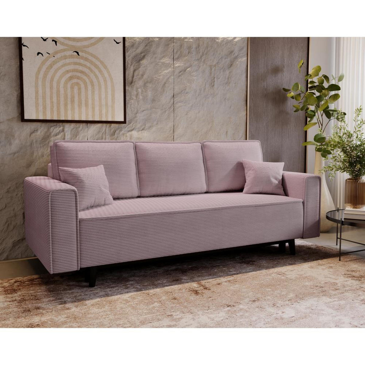 3-SITZER SOFA Monte mit Schlaffunktion rosa - Rosa, Textil (225/73/95cm) - Beautysofa