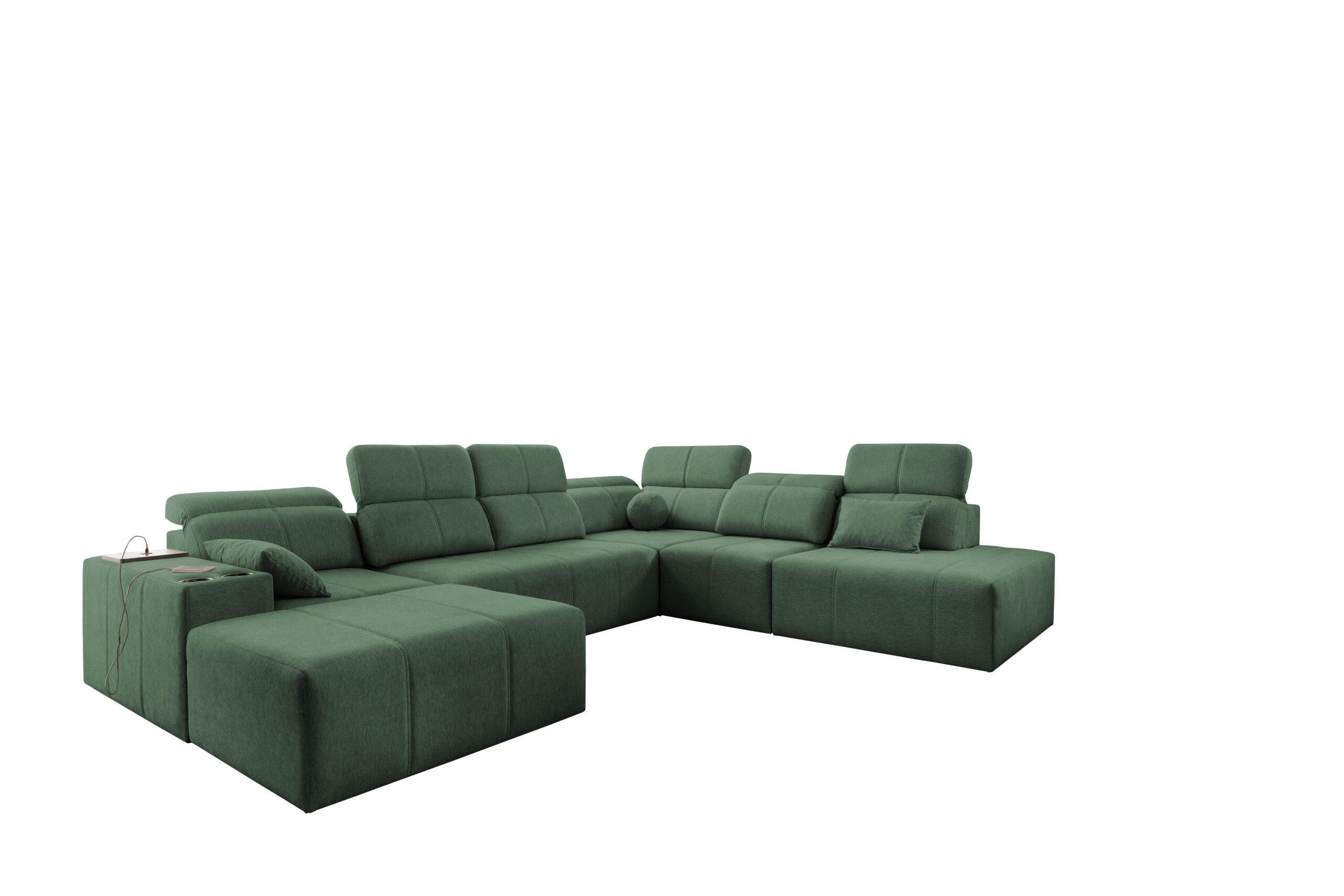 ECKSOFA Multifunktional Mindy X Stoff Verita Grün Links - Grün, Holz (300/359cm) - Kaiser Möbel