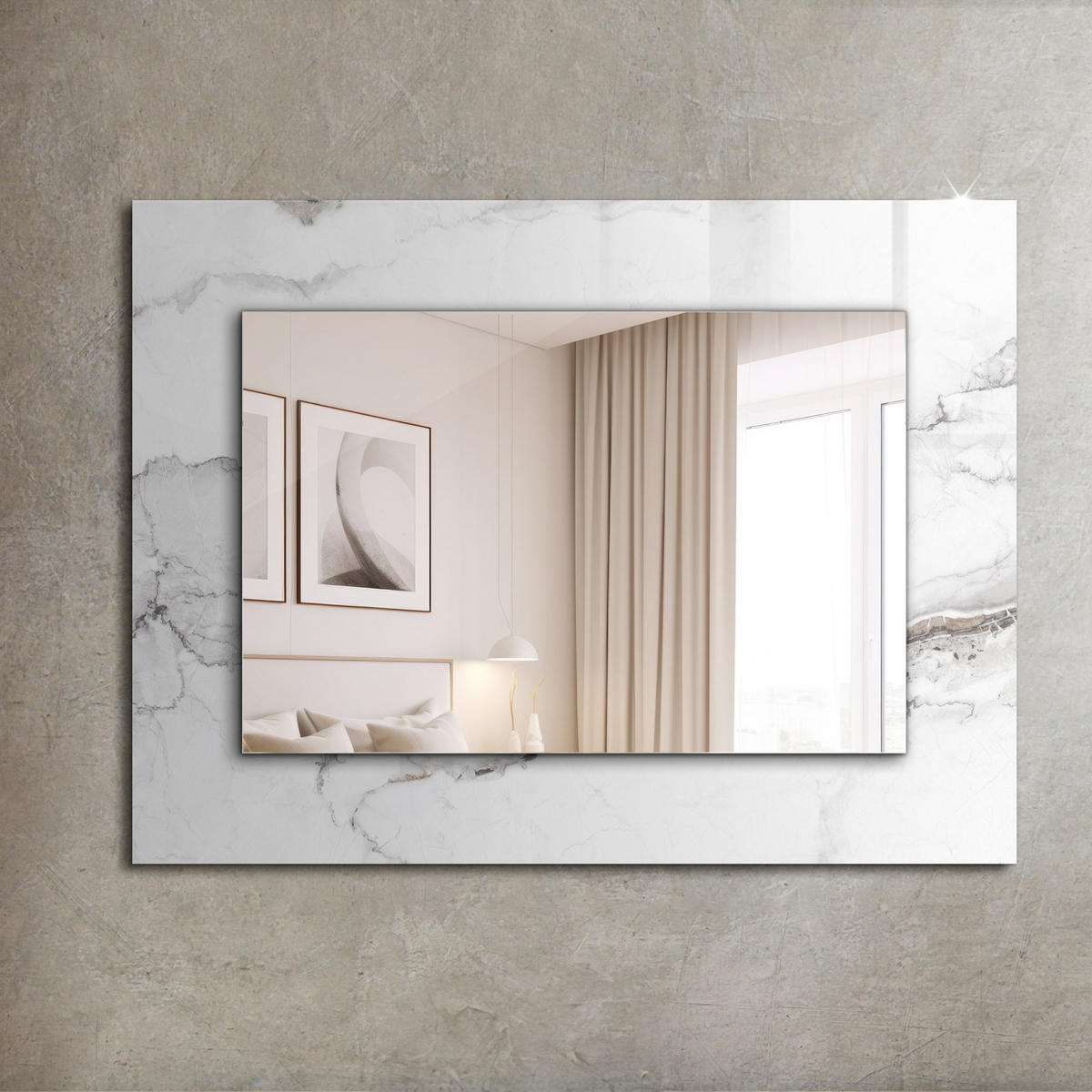 SPIEGEL 80 x 60 cm Rechteckig mit Aufdruck - Weiß, Glas (80/60/0.4cm) - TULUP