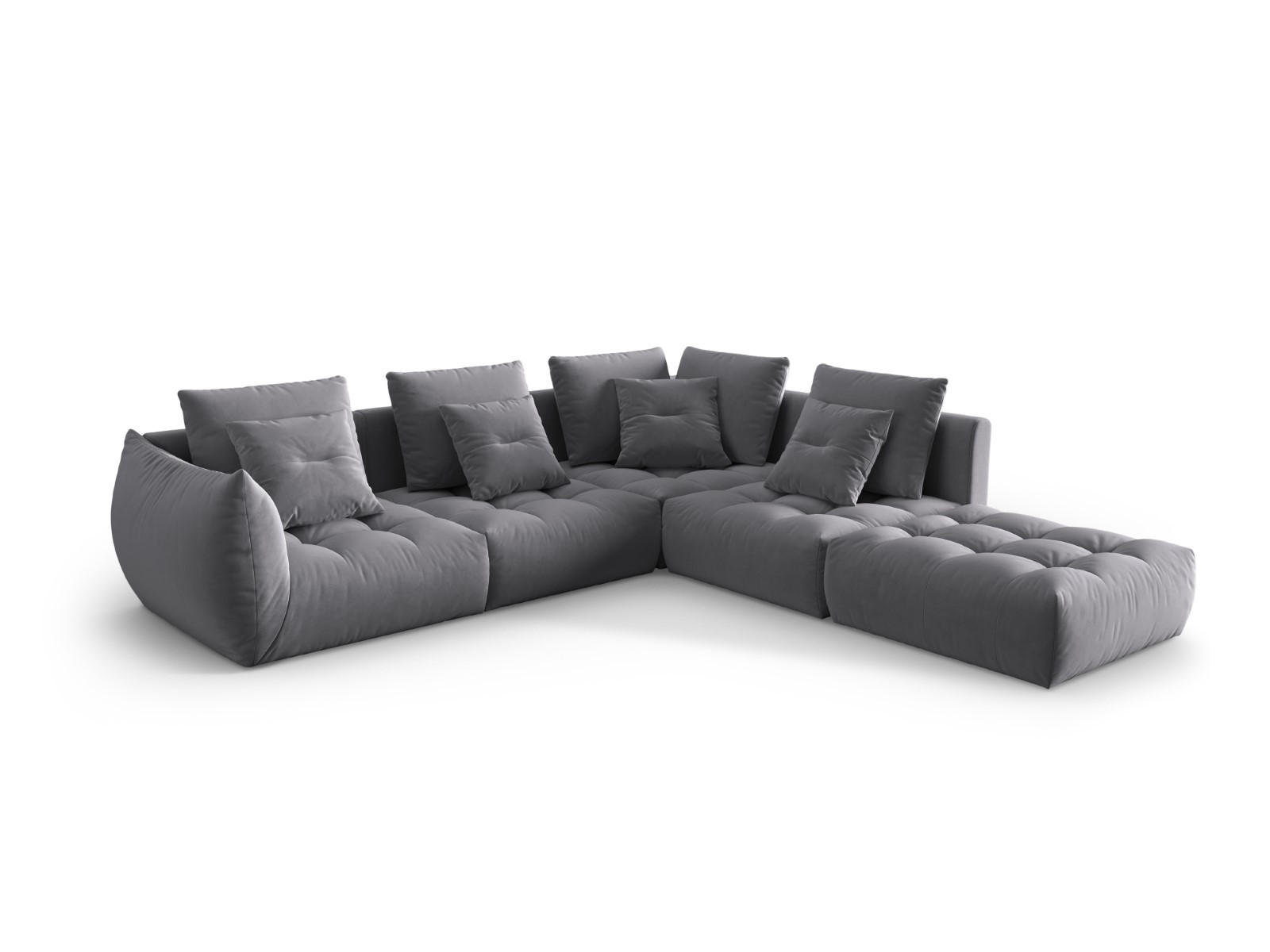 ECKSOFA modular rechts Bloom aus Samt dunkelgrau 4 Sitzplätze - Dunkelgrau, Textil (310/316cm) - Micadoni