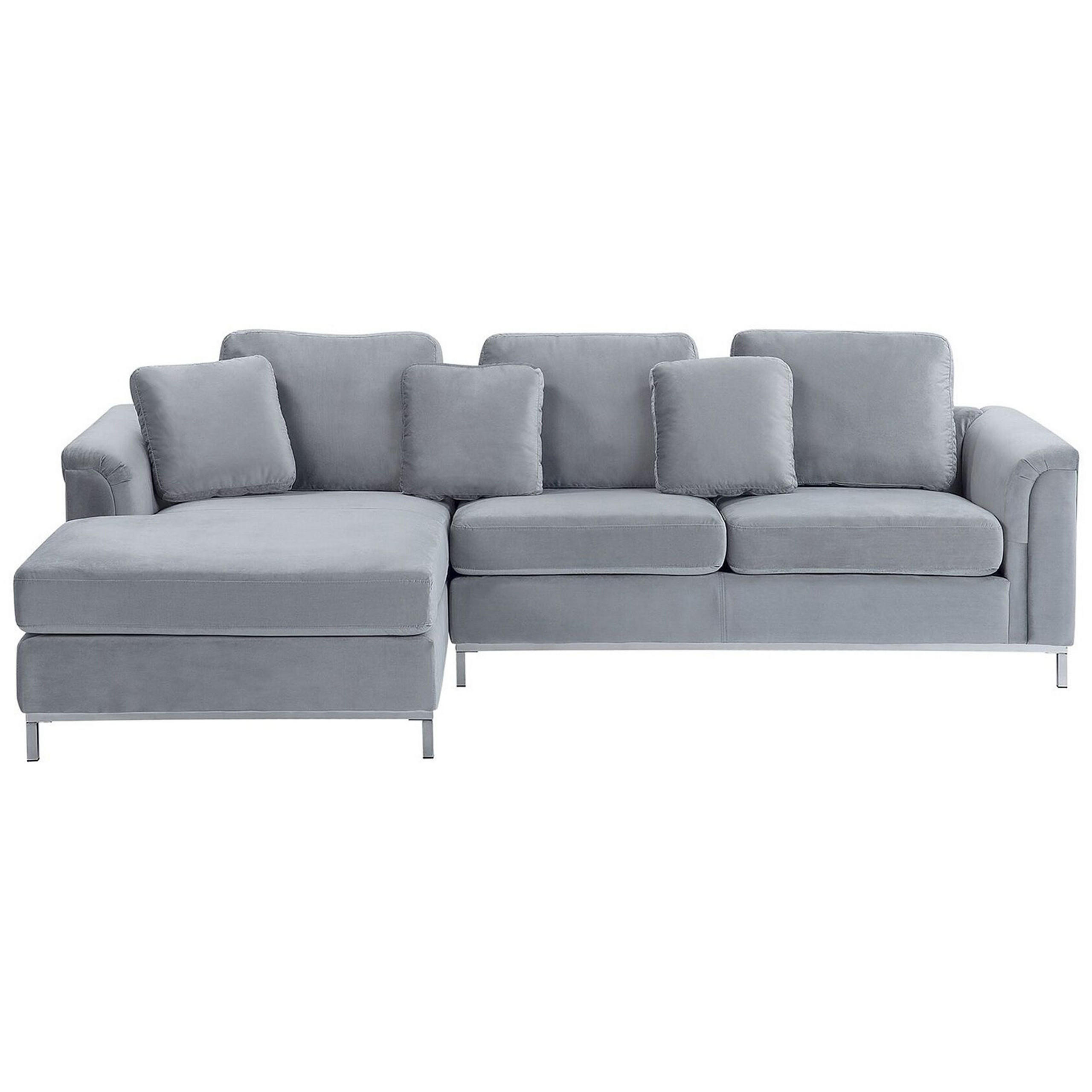 4-SITZER-ECKSOFA Polyester Grau linksseitig Oslo - Hellgrau, Textil (270/151cm) - Beliani