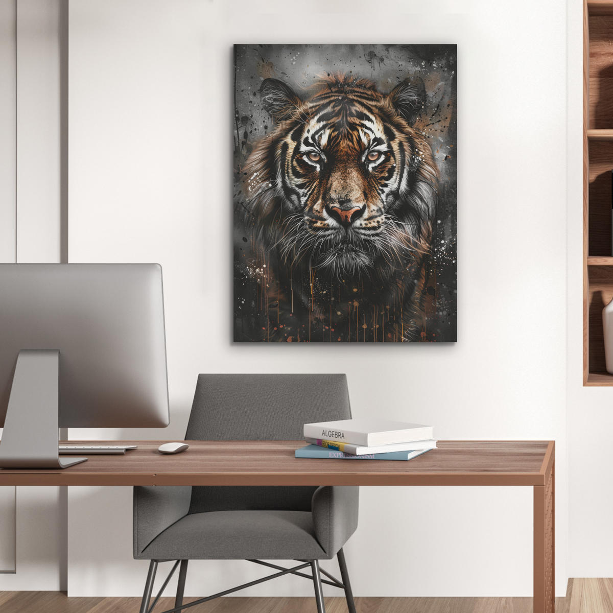 AKUSTIKPANEEL Tiger - Tiere - Porträt - Luxus - Schwarz 60x80 cm - Braun, Textil (60/0.9/80cm) - MuchoWow