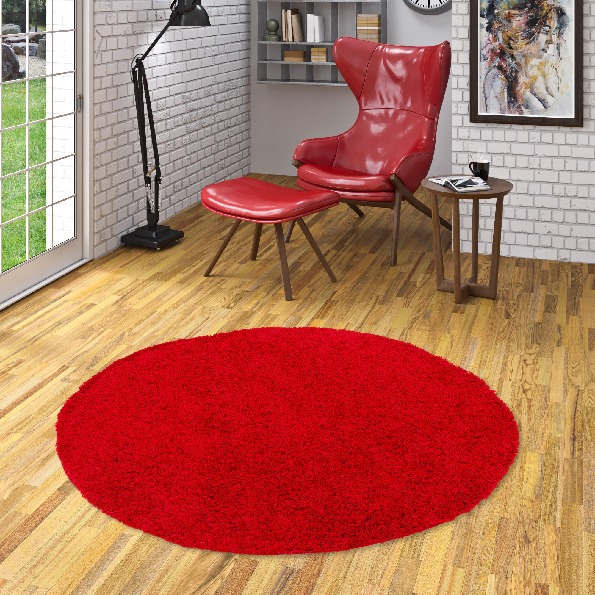 HOCHFLOR LANGFLOR SHAGGY TEPPICH FLUFFY RUND - Rot, Textil (160/160cm) - Pergamon
