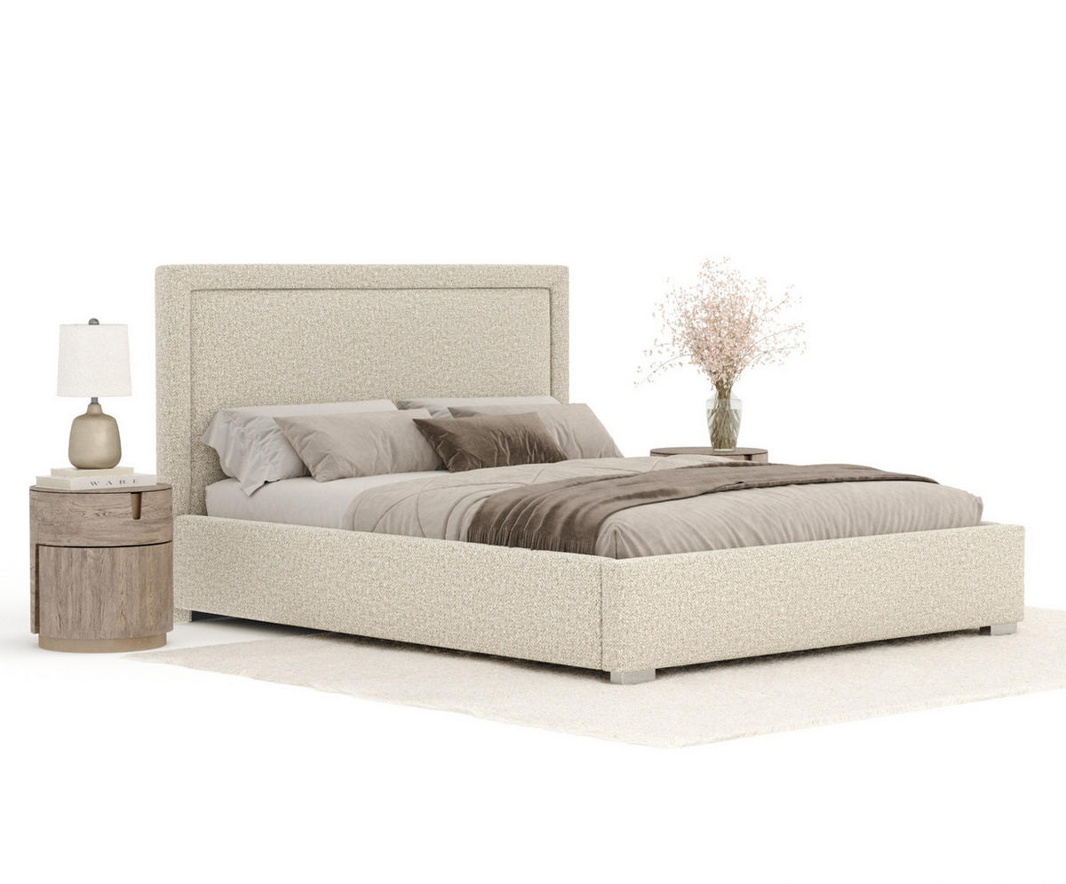 POLSTERBETT Ordina Beige 180/200 cm im Plüsch-Stoff - Beige/Silberfarben, Holz/Holzwerkstoff (180/200cm) - Maison de Reve