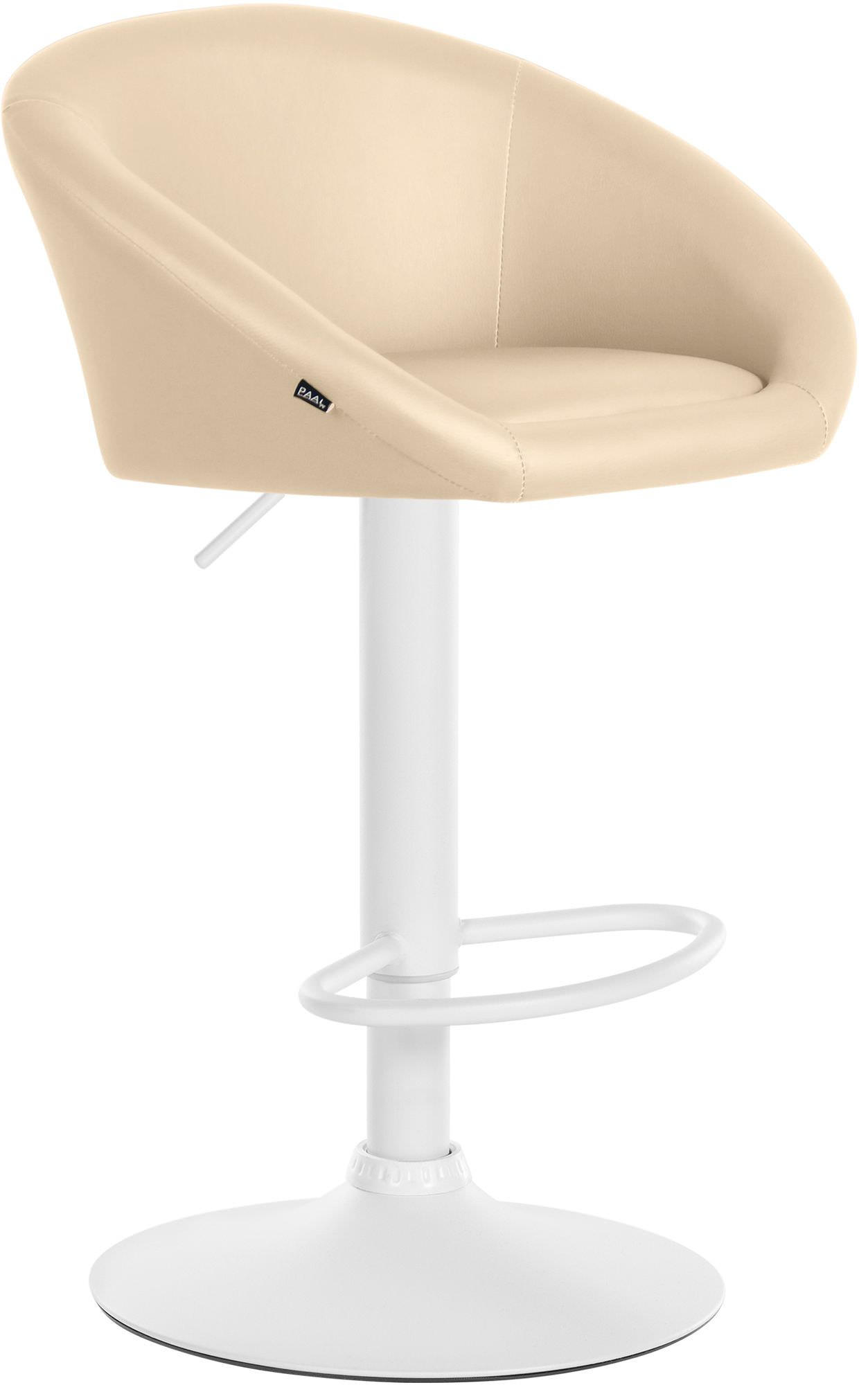 BARHOCKER OSLO Creme Kunstleder Weiß - Creme, Leder/Metall (55/86/51cm) - DELUKE