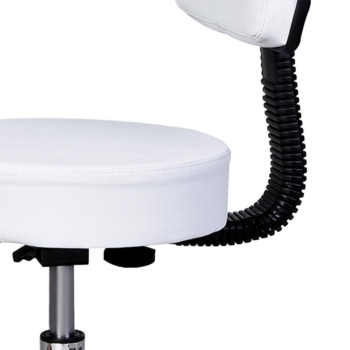 ARBEITSHOCKER höhenverstellbar Rollhocker Drehhocker mit Lehne Rollen Büro Weiß - Weiß, Kunststoff (35/84/35cm) - HOMCOM