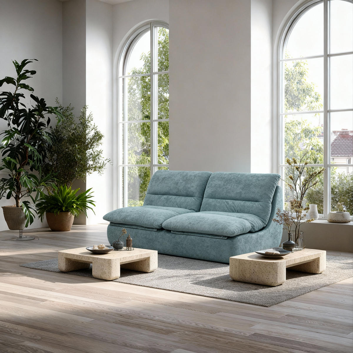 SOFA Nuvia Doppel 2-Sitzer - Salbei - Salbeigrün, Textil (160/73/100cm) - COCO Living