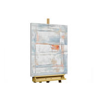 RUČNE MAĽOVANÝ AKRYLOVÝ OBRAZ 60/90 cm, sivý, abstraktný geometrický motív - sivá, drevo/textil (60/90cm) - KUNSTLOFT