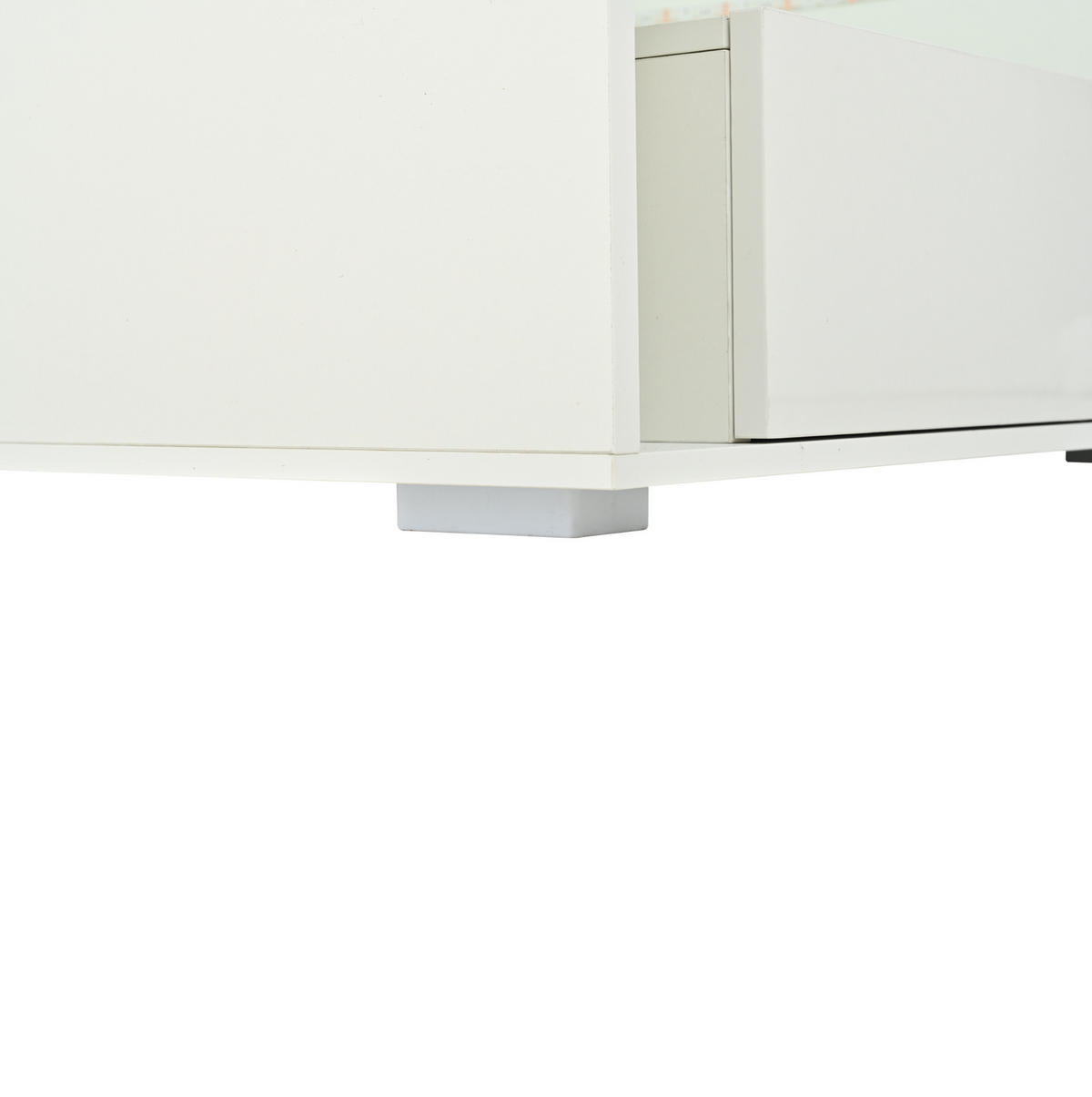 COUCHTISCH 70/70/35 cm in Weiß aus MDF und Glas mit LED und Stauraum - Weiß, Holzwerkstoff (70/70/35cm) - OKMYHOME