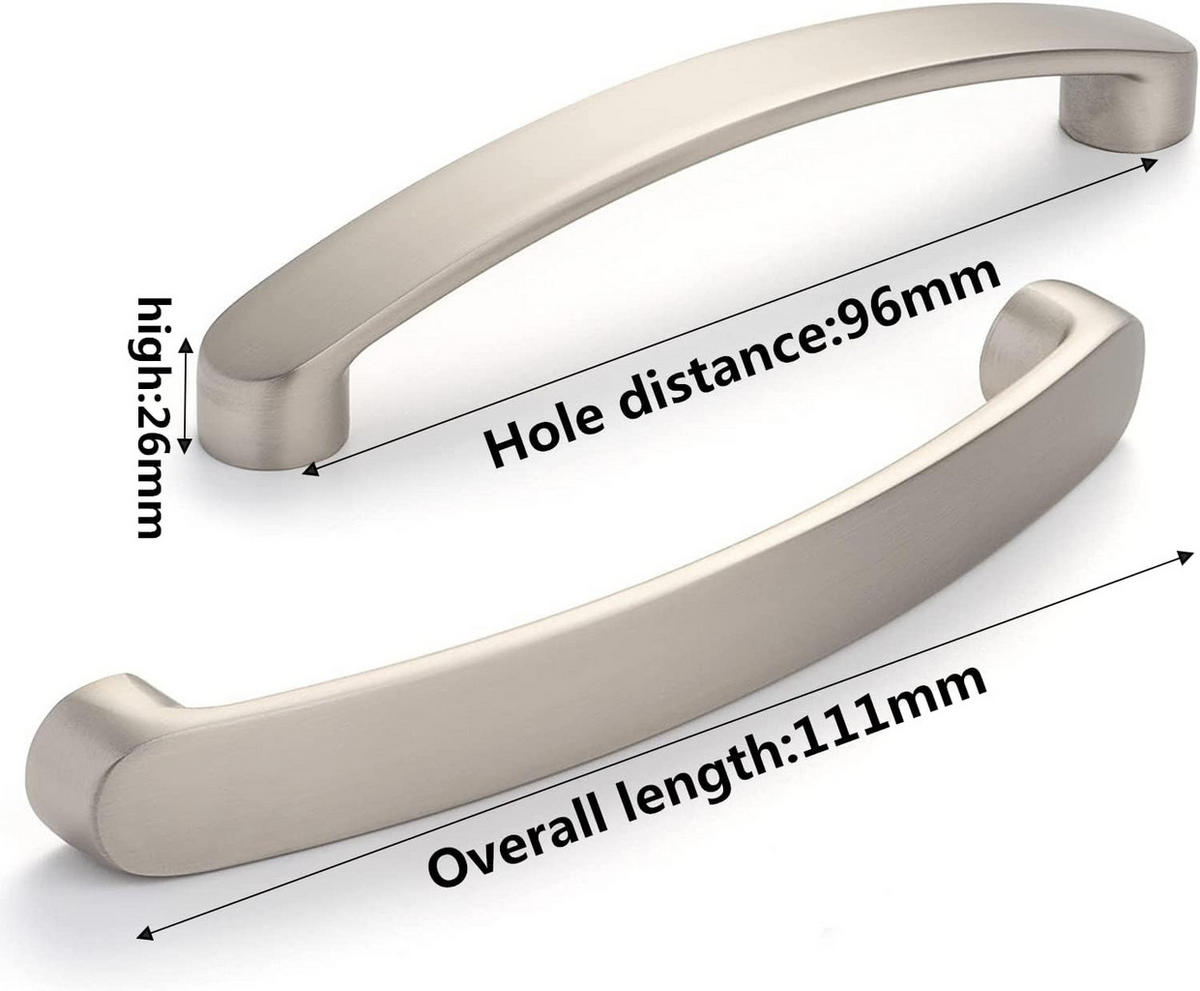 MÖBELGRIFF Chrom 6er-Set 96 mm Nickel Gebürstet - Silberfarben, Metall (2/2.6/11.1cm)