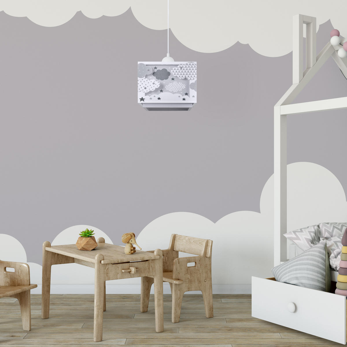 PENDELLEUCHTE Greta Pd Cloud - Grau, Kunststoff (24/24/24.9cm) - Paco Home