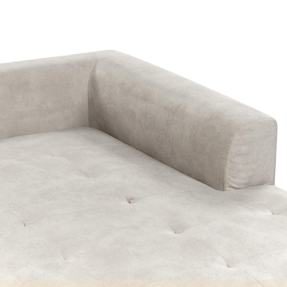 3-SITZER-ECKSOFA Samtstoff Hellgrau rechtsseitig Flam - Hellgrau, Textil (275/158cm) - Beliani
