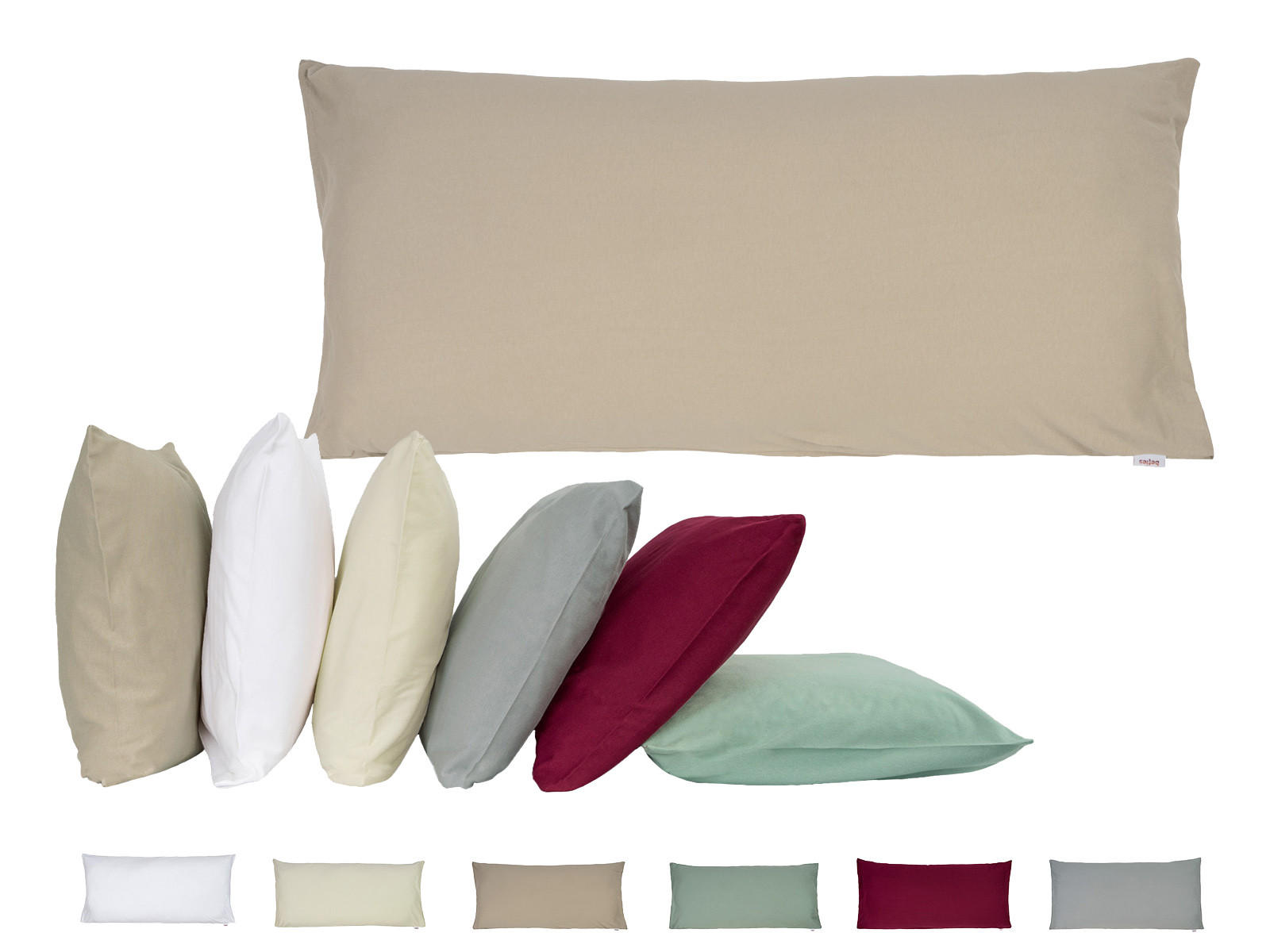 KISSENHÜLLE BasicSoft saatpearl-beige 100% Baumwoll-Jersey 40/80 cm - Beige, Textil (40/80cm) - beties Heimtextil