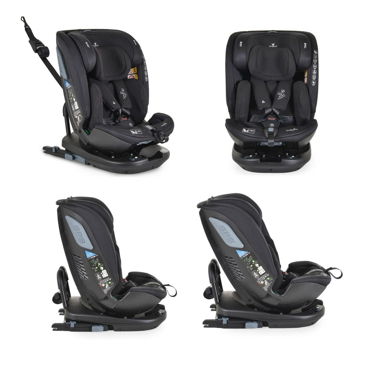 KINDERSITZ Gravity i-Size schwarz (40-150cm) Sitz drehbar, Kopfstütze, Isofix - Schwarz, Kunststoff (44/61/53cm) - Cangaroo