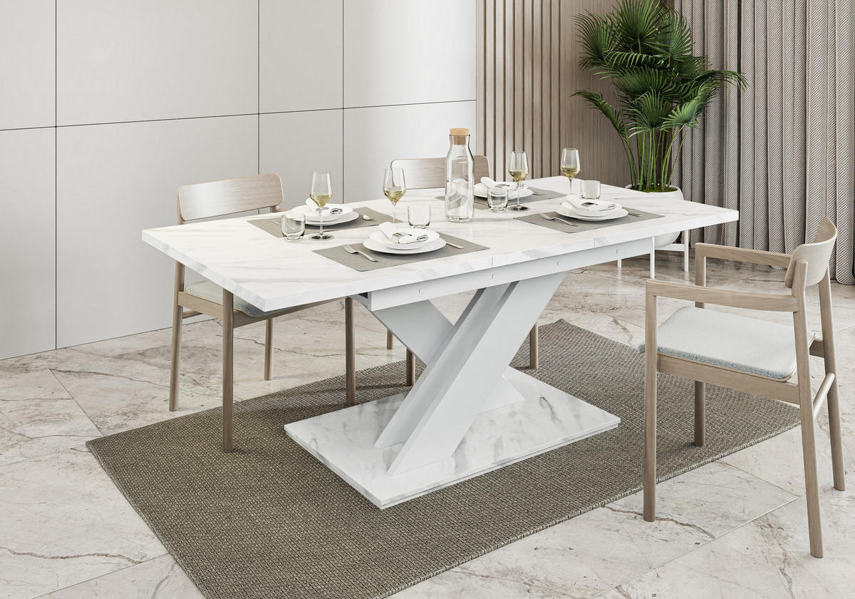 ESSTISCH RUDEN Ausziehbar 140 - 180 / 80 x 76 cm - Hellgrau/Weiß, Holz (140/80/76cm) - MASSENO