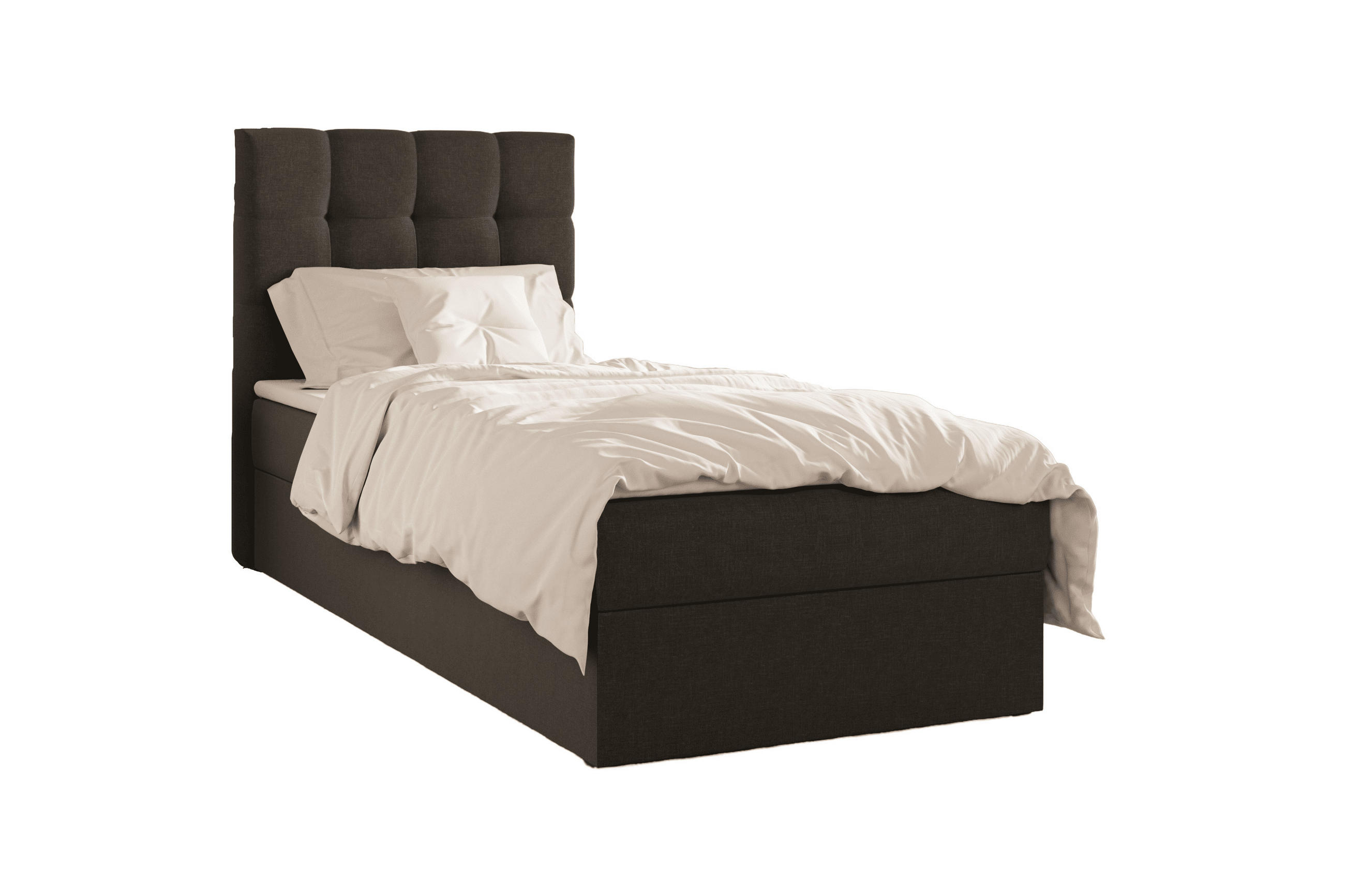 BOXBETT - Bett 05 OSLO - Hugo - 90x200 cm - mit Bettkasten und Waschbarem Topper - Schwarz, Holz (90/200cm) - ROYAL24_MARKT