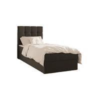 BOXBETT - Bett 05 OSLO - Hugo - 90x200 cm - mit Bettkasten und Waschbarem Topper - Schwarz, Holz (90/200cm) - ROYAL24_MARKT