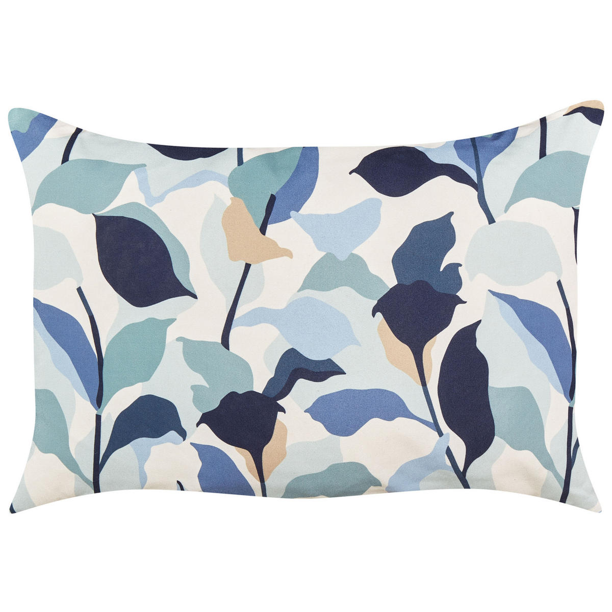GARTENKISSEN 2er-Set Blättermotiv blau 40/60 cm Veglino - Dunkelblau, Textil (60/40cm) - Beliani