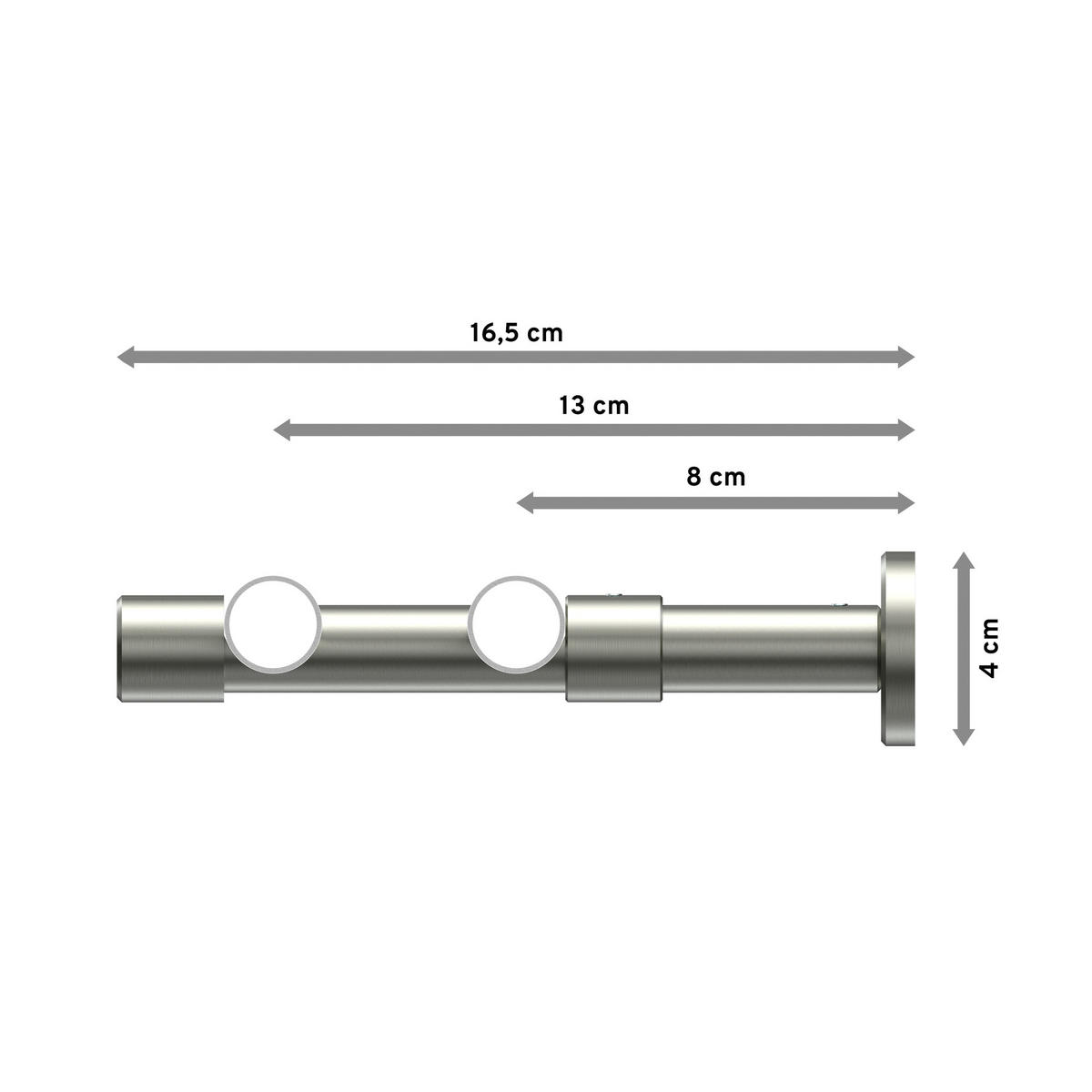 GARDINENSTANGEN-SET Prestige Mavell 120 cm, 2-läufig, 20 mm Ø Edelstahl-Optik - Edelstahlfarben/Silberfarben, Metall (120cm) - INTERDECO