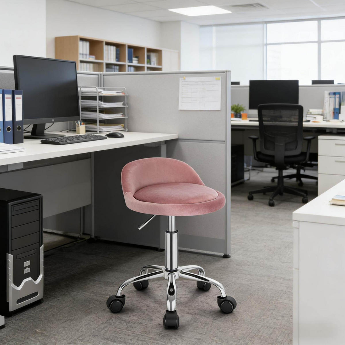 BÜROHOCKER höhenverstellbar 53-65,5 cm Samt Pink - Pink, Metall (30/65.5/30cm) - Meubliv