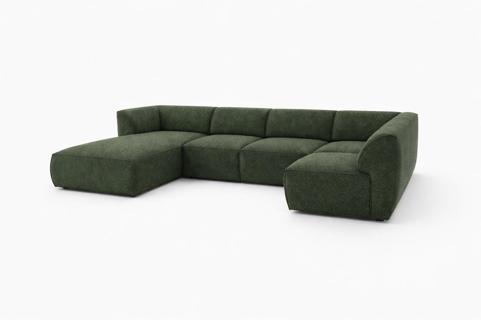 WOHNLANDSCHAFT MOVO - modulares Ecksofa grün – modernes Design und flexible Gestaltung, links - Dunkelgrün/Bordeaux, Kunststoff/Textil (156/78/345cm) - KS Home Concept