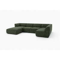 WOHNLANDSCHAFT MOVO - modulares Ecksofa grün – modernes Design und flexible Gestaltung, links - Dunkelgrün/Bordeaux, Kunststoff/Textil (156/78/345cm) - KS Home Concept