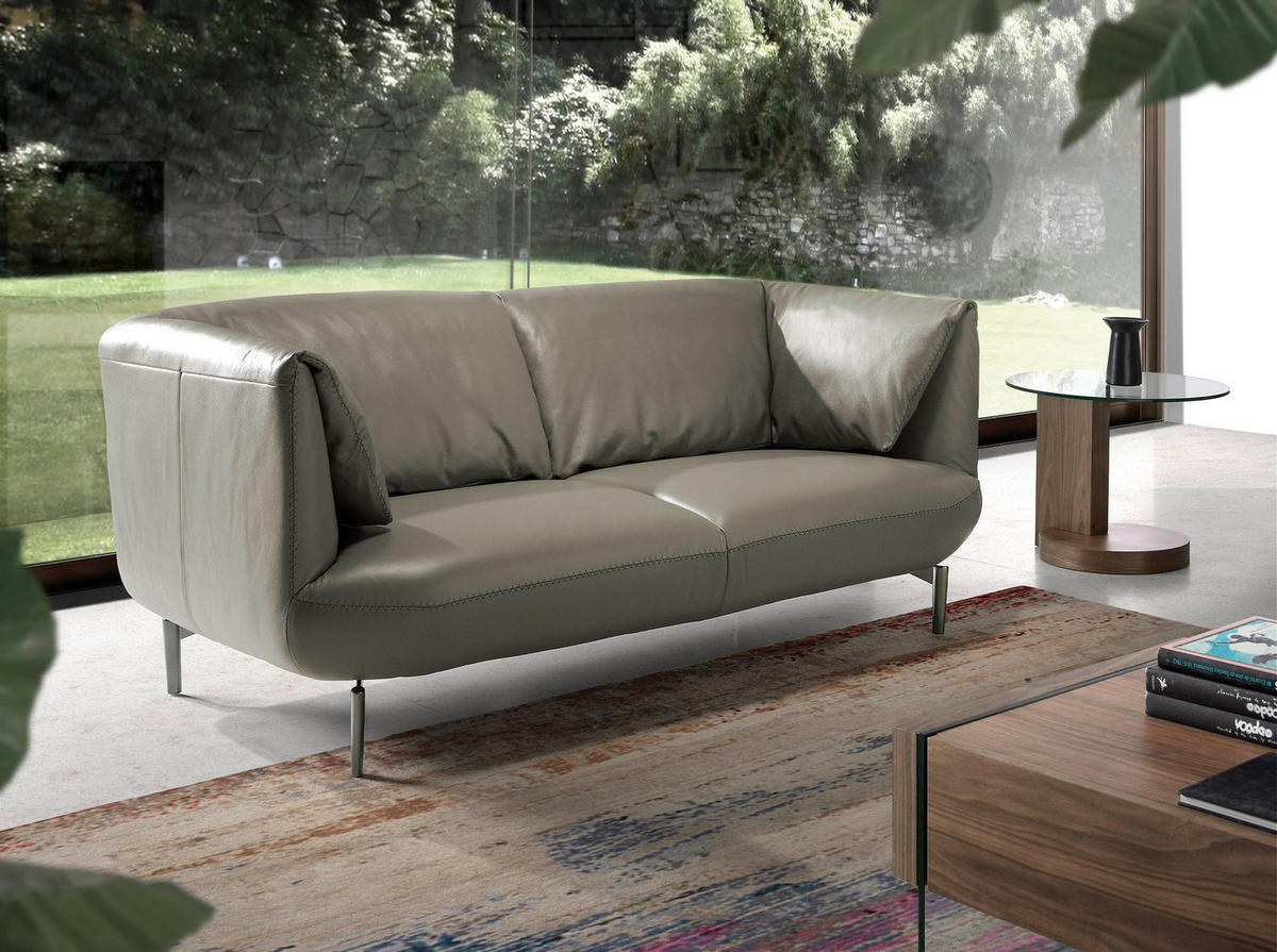 SOFA 3-Sitzer-Sofa aus grauem Leder 210/90/78 cm - Edelstahlfarben/Grau, Leder (210/78/90cm) - ANGEL CERDA