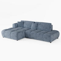 ECKSOFA BARI Links Blau Chenille-Stoff L-Form Couch mit Schlaffunktion & Bettkasten - Blau/Schwarz, Holz (170/280cm) - Barchello