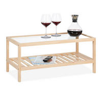 COUCHTISCH - Hellbraun, Glas/Holz (40/80/35cm) - Relaxdays