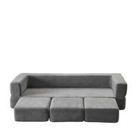 SCHLAFSOFA DE-34995 modular mit Schlaffunktion Grau - Grau, Textil (75.5/50/201cm) - ComfortXL