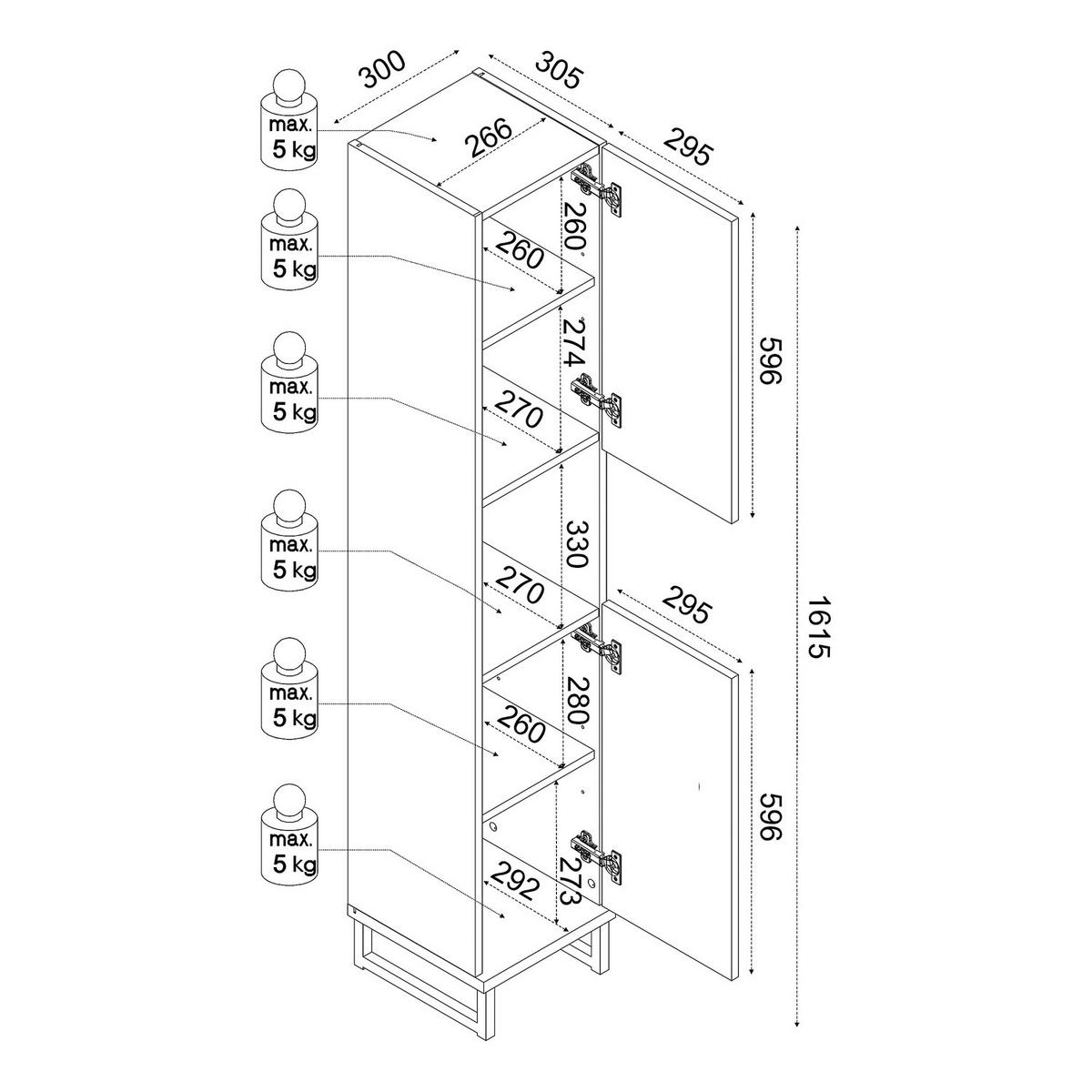 HOCHSCHRANK - Dunkelgrün, Holzwerkstoff (30/162/31cm) - home24