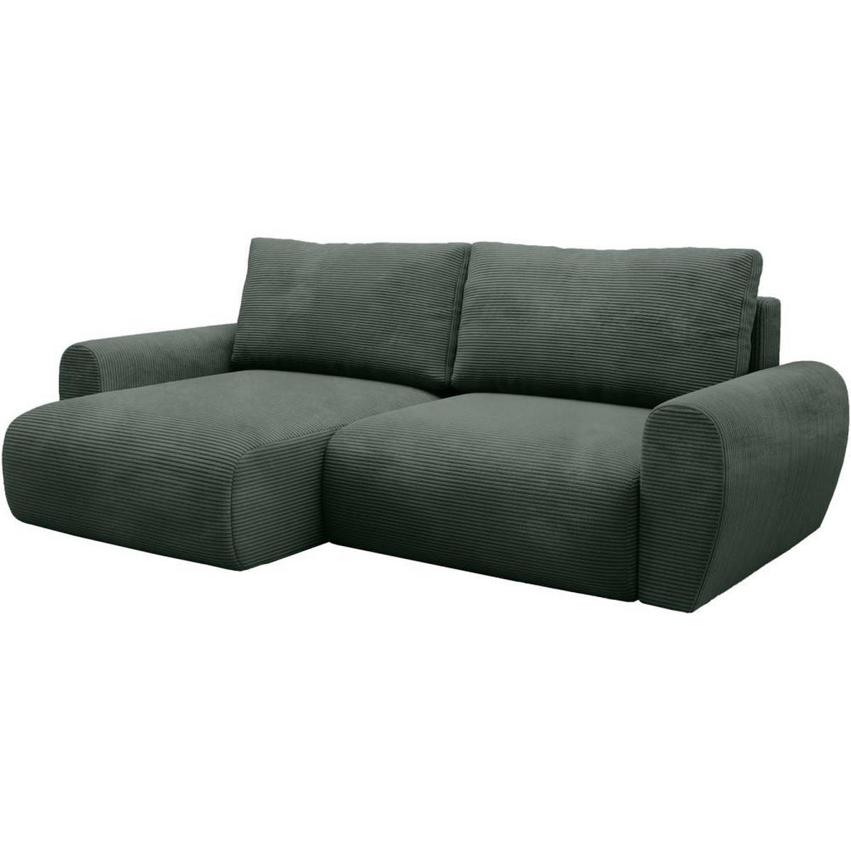 ECKSCHLAFSOFA Poss L grün links - Grün, Textil (253/153cm) - Beautysofa
