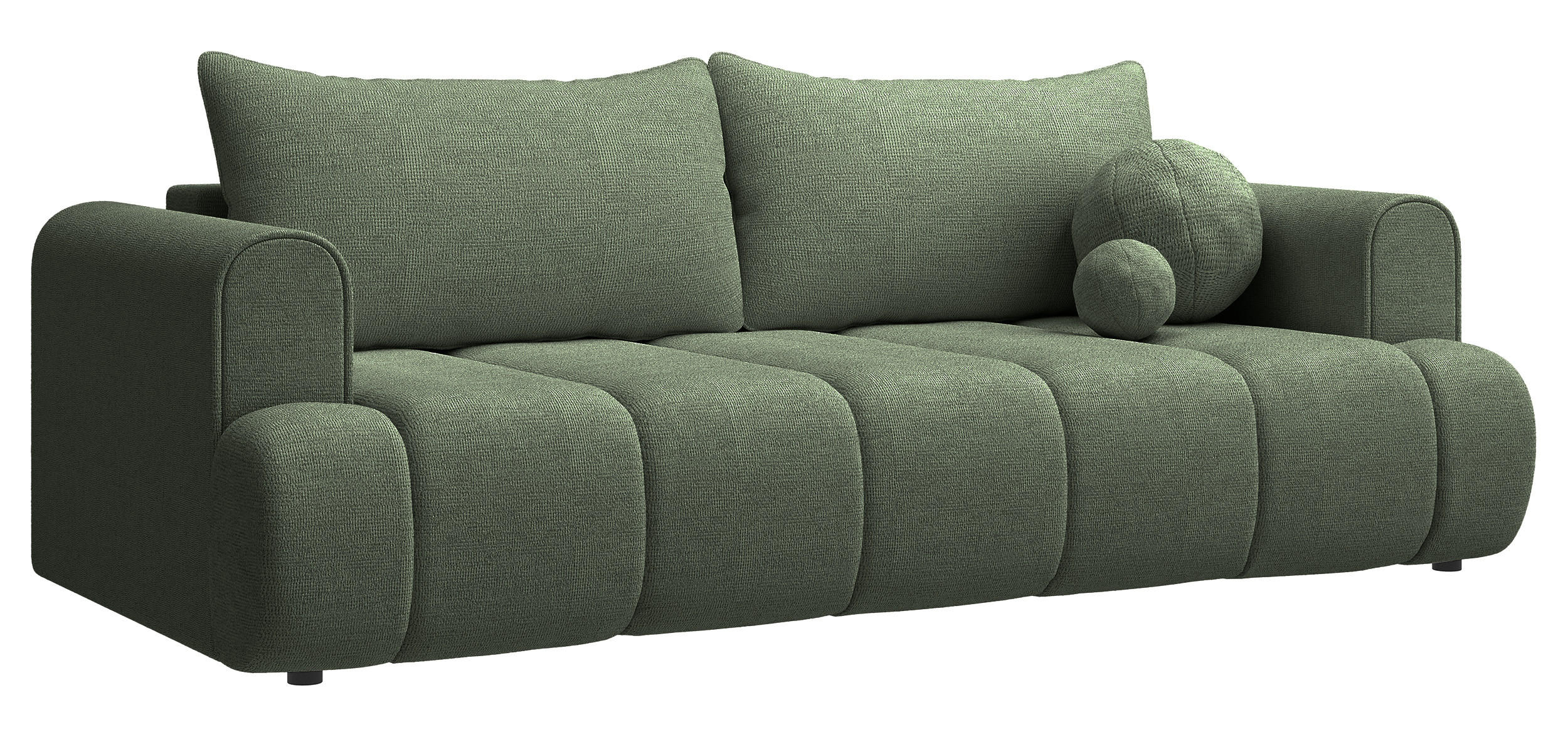 3-SITZER-SOFA Dandelino Grün mit Schlaffunktion - Schwarz/Grün, Kunststoff/Textil (250/90/112cm) - Selsey