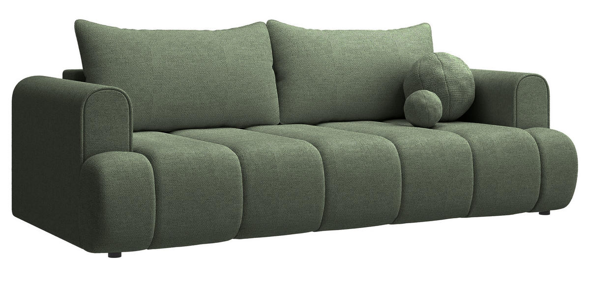 3-SITZER-SOFA Dandelino Grün mit Schlaffunktion - Schwarz/Grün, Kunststoff/Textil (250/90/112cm) - Selsey