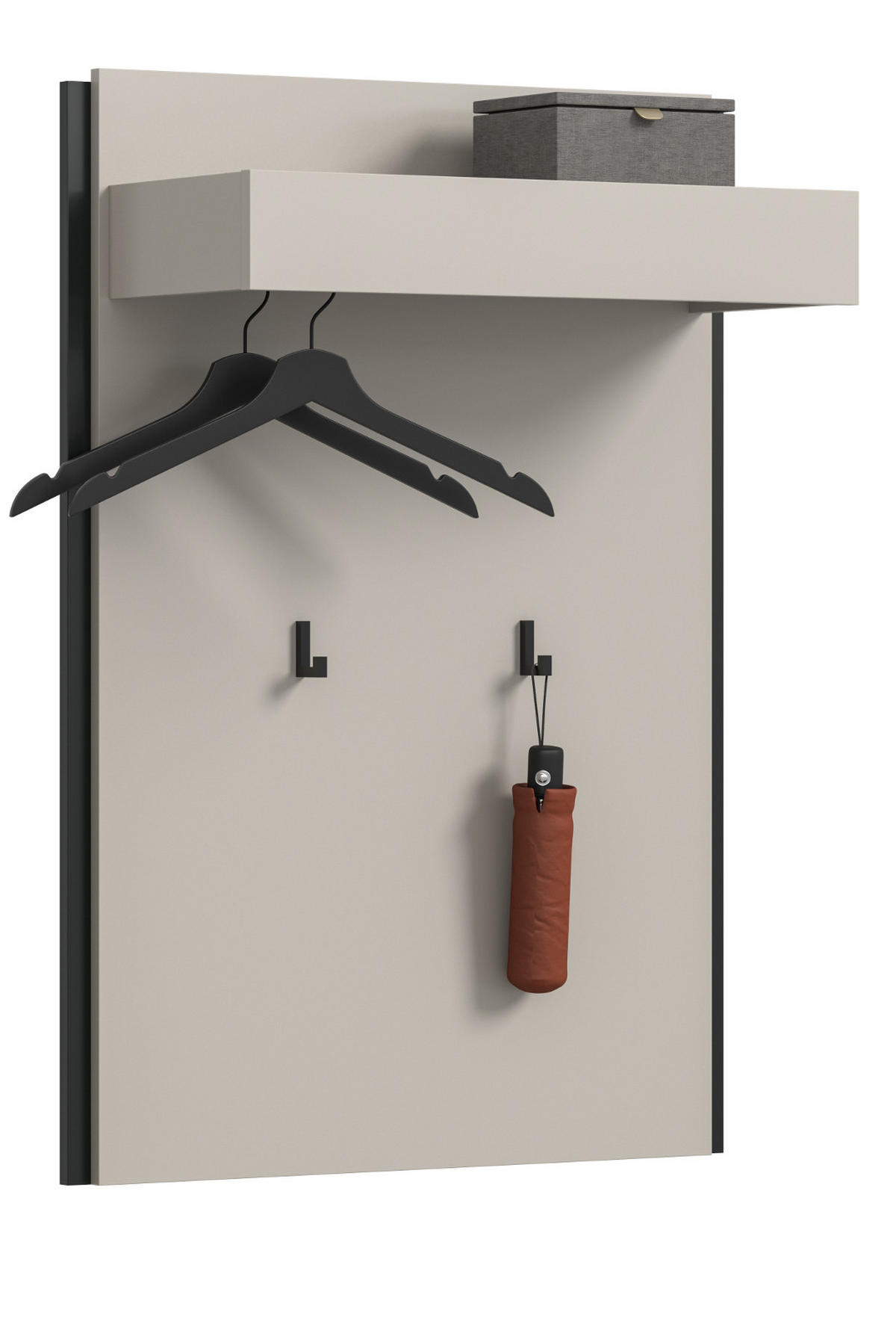 GARDEROBENPANEEL Kaschmir 75 x 106 cm, Wandgarderobe mit Kleiderstange - Kaschmir/Schwarz, Holzwerkstoff (75/106/30cm) - Inn.Furn
