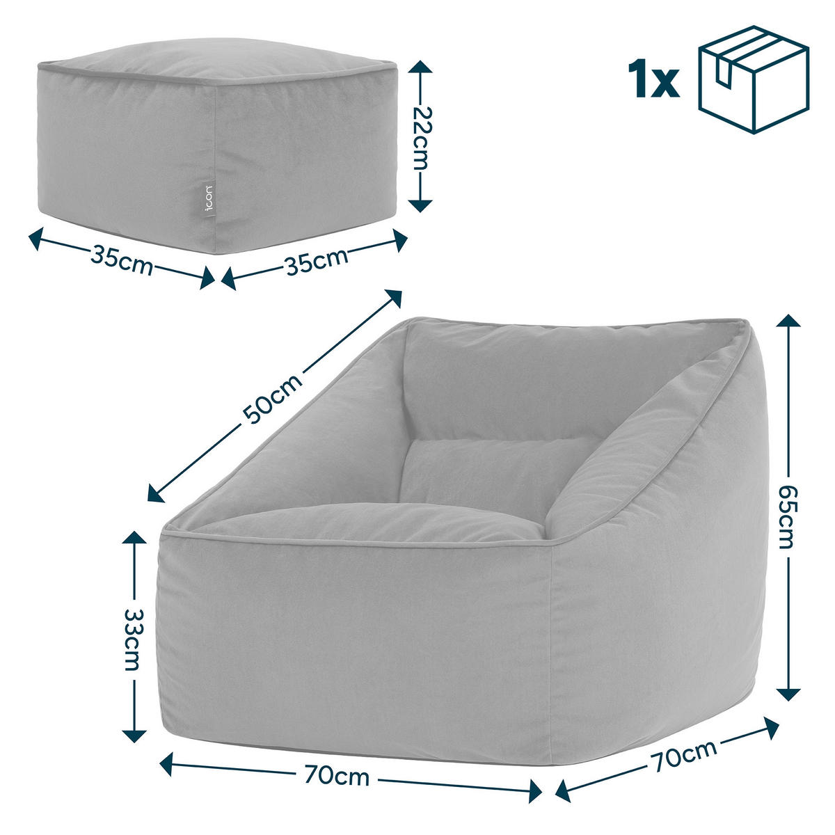 SITZSACK Sessel Natalia mit Hocker Amara - Grün, Textil (70/65/70cm) - icon