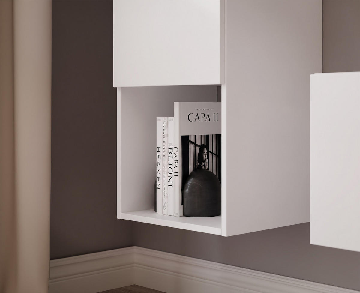 WOHNWAND ANGEL LINE V 2-teilig, mit LED-Beleuchtung, Weiß matt - Weiß, Holzwerkstoff (140/180/40cm) - Idohome