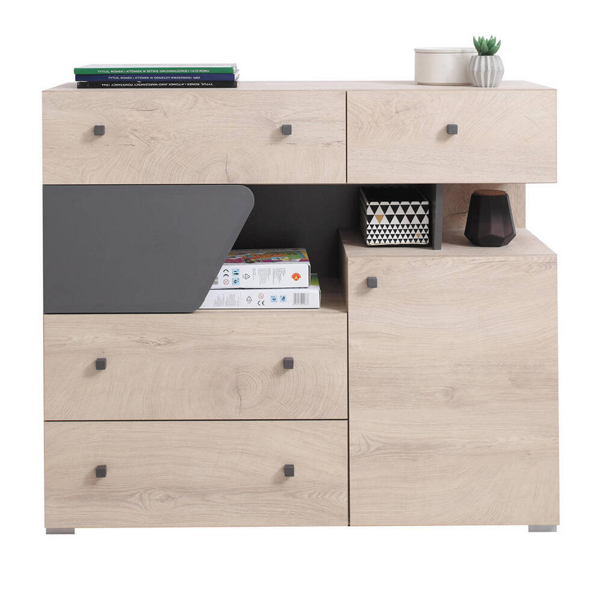 SCHLAFZIMMER Set 6-tlg. – DELTA System – Artisan Eiche / Anthrazit - Eichefarben, Holzwerkstoff (80/190/50cm) - hi-markt