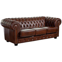 SOFA 3-Sitzer Kath Bezug Wischleder Buche nussbaum dunkel / braun - Braun, Leder (200/74/98cm) - 58aufmkessel