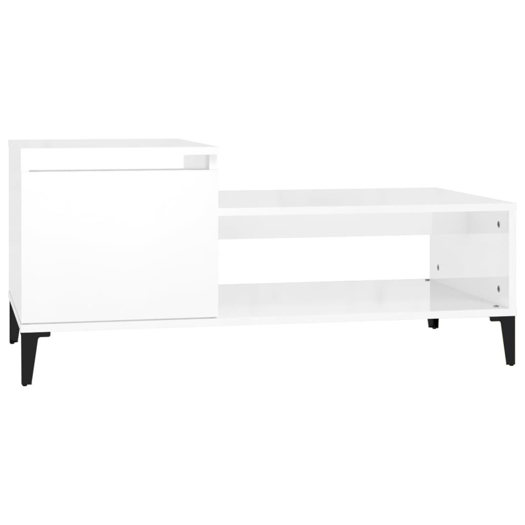 COUCHTISCH Hochglanz-Weiß 100x50x45 cm Holzwerkstoff - Weiß, Holzwerkstoff (50/100/45cm) - furnicato