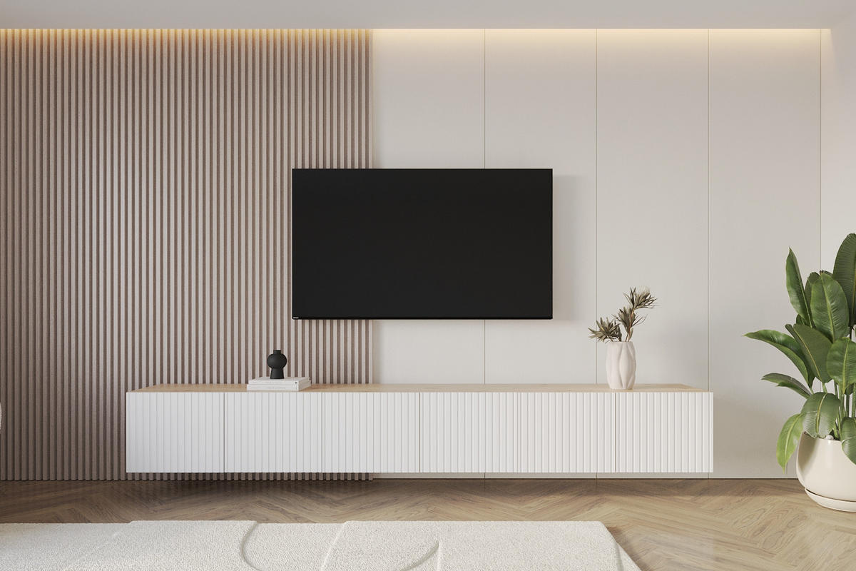 LOWBOARD KITO-W 3x100x40x41 cm - Artisan / Schwarz - Schwarz, Holzwerkstoff (300/40/41cm) - ALTDECOR